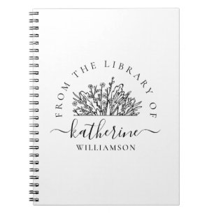 Classic Wildflowers Name Script Custom Name & Text Notebook