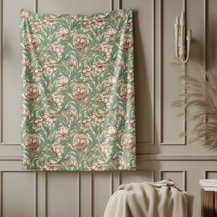 Classic William Morris Cozy Elegance muted colours Fleece Blanket