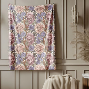 Classic William Morris Cozy Elegance pastel colour Fleece Blanket