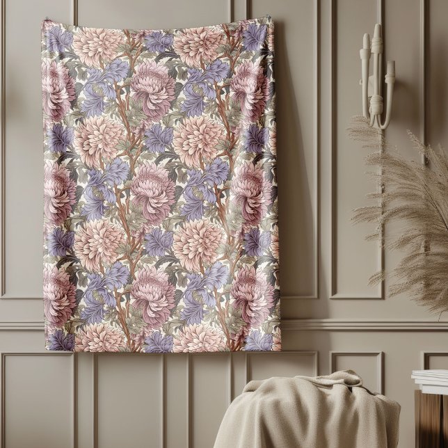 Classic William Morris Cozy Elegance pastel colour Fleece Blanket (Classic William Morris Cozy Elegance pastel colors Fleece Blanket)