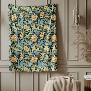 Classic William Morris Cozy Elegance pastel colour Fleece Blanket