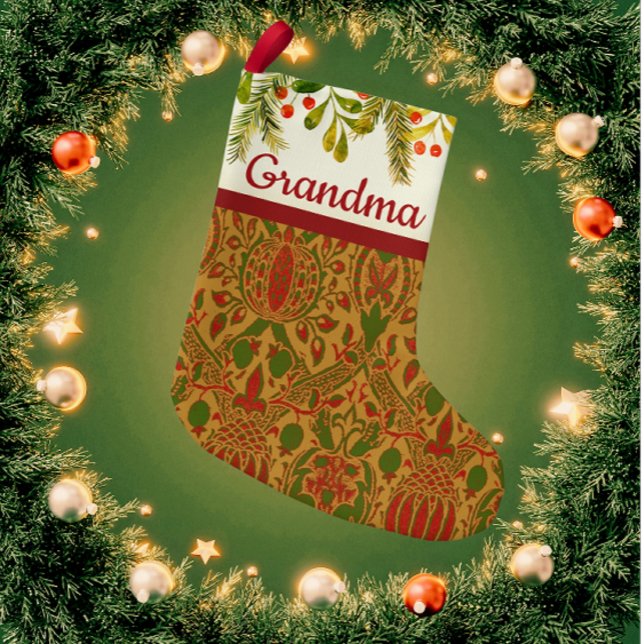 Classic William Morris Personalized Christmas Small Christmas Stocking (Simply elegant!)