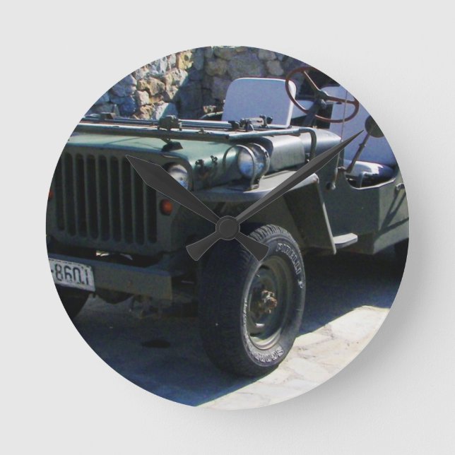 Classic Willy's Jeep. Round Clock (Front)