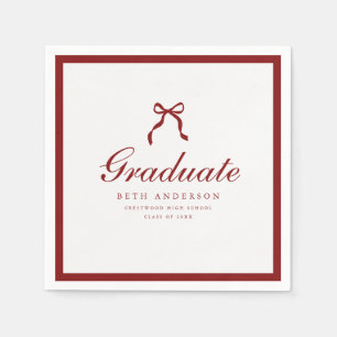 Classic Wine Red Coquette Bow Graduation Party Napkin