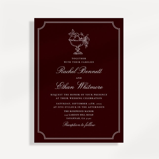 Classic Wine Red Double Frame Wedding Invitation (Creator Uploaded)