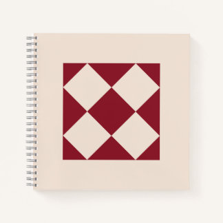 Classic Wine Red Geometric Tile Art  Notebook