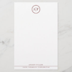Classic Wine Red Monogrammed Stationery
