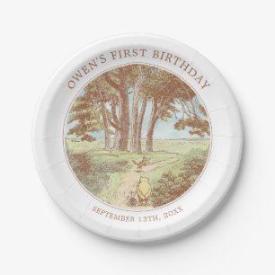 Classic Winnie the Pooh 100 Acre Wood 1st Birthday Paper Plate
