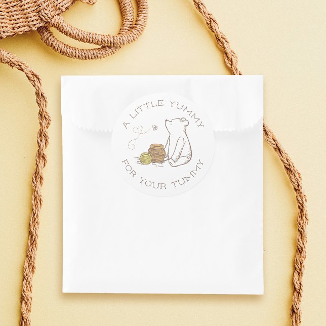 Classic Winnie the Pooh Baby Shower Favour  Round Sticker (Sticker on treat bag)
