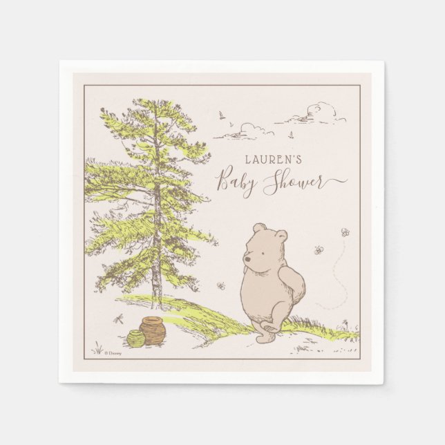 Classic Winnie the Pooh | Baby Shower Napkin (Front)