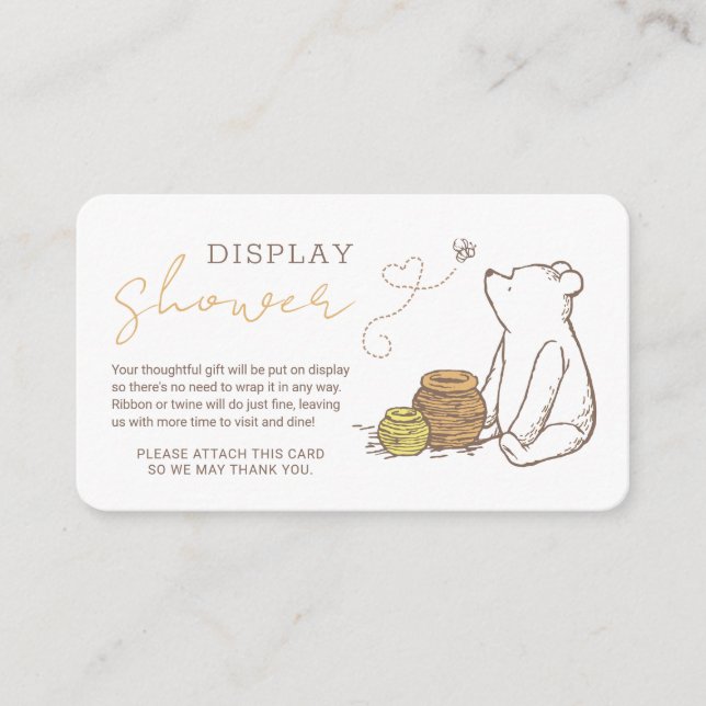 Classic Winnie the Pooh Baby Shower No Wrap Enclosure Card (Front)