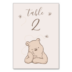 Classic Winnie the Pooh Baby Shower  Table Number