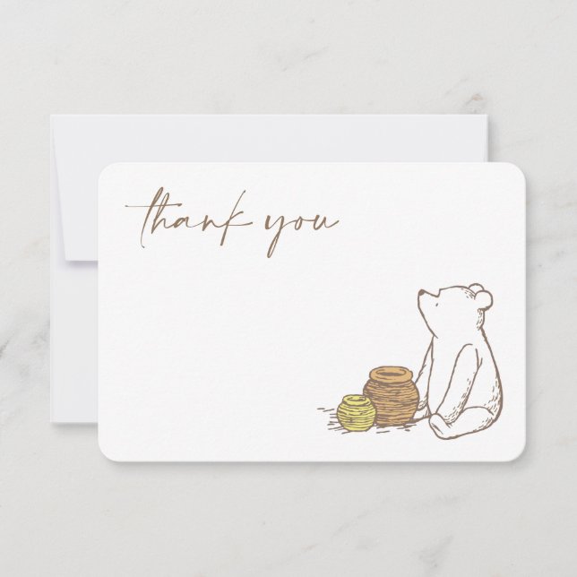 Classic Winnie the Pooh Baby Shower Thank You  Invitation (Front)