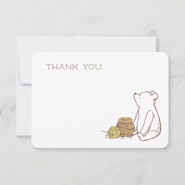 Classic Winnie the Pooh Birthday Thank You  Invitation (Front)