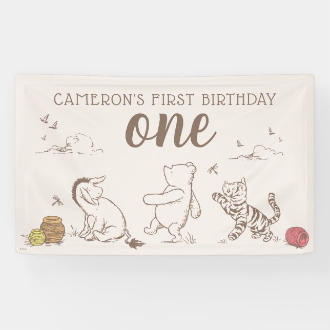 Classic Winnie the Pooh | First Birthday Banner (Horizontal)