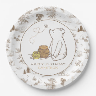 Classic Winnie the Pooh First Birthday  Paper Plate
