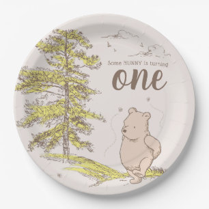 Classic Winnie the Pooh   First Birthday Paper Plate