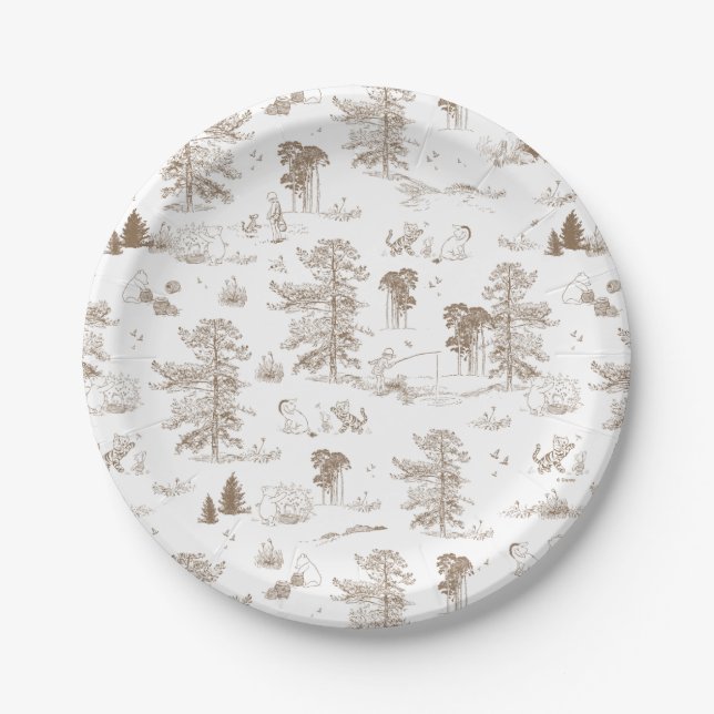 Classic Winnie the Pooh First Birthday  Paper Plate (Front)