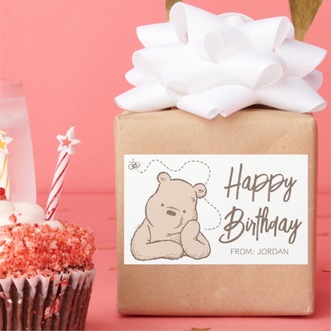 Classic Winnie the Pooh | Happy Birthday Gift Sticker (Party)