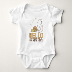 Classic Winnie the Pooh   Hello I'm New Here Baby Bodysuit