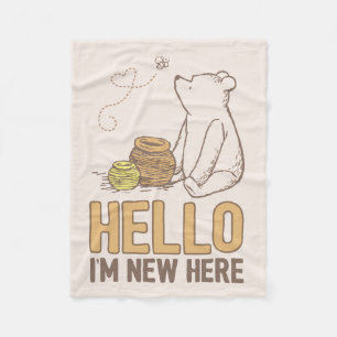 Classic Winnie the Pooh   Hello I'm New Here Fleece Blanket