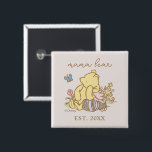 Classic Winnie the Pooh | Mama Bear - New Mom 2 Inch Square Button<br><div class="desc">Calling all Mama Bears! This adorable button features Disney's iconic Winnie the Pooh and the script text "Mama Bear" above him. But that's not all - personalize it just for you with the year you became a Mama!</div>