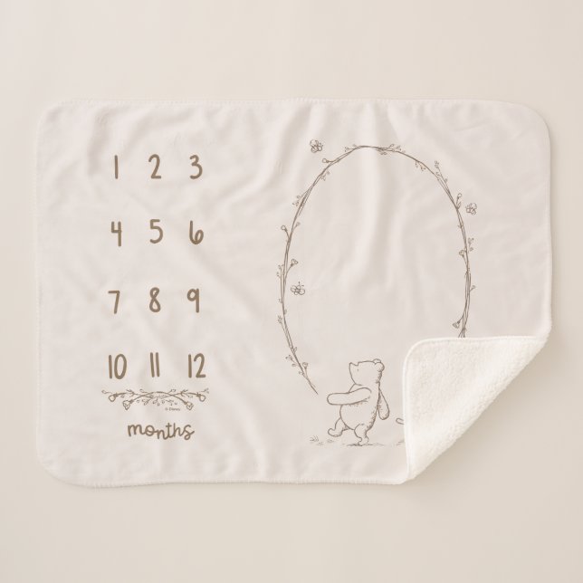 Classic Winnie the Pooh Milestone Sherpa Blanket (Front (Horizontal))