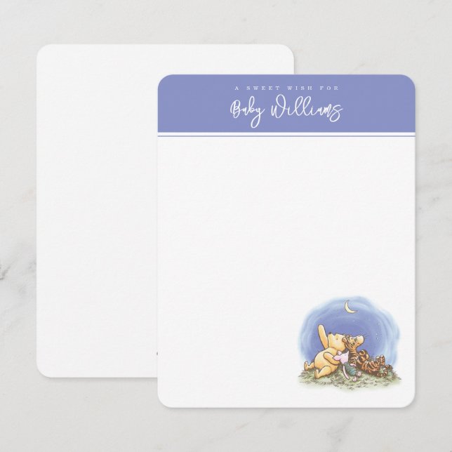 Classic Winnie The Pooh Over the Moon Baby Shower Card (Front/Back)
