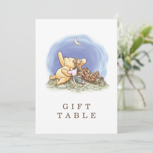 Classic Winnie The Pooh Over the Moon Baby Shower Invitation (Standing Front)
