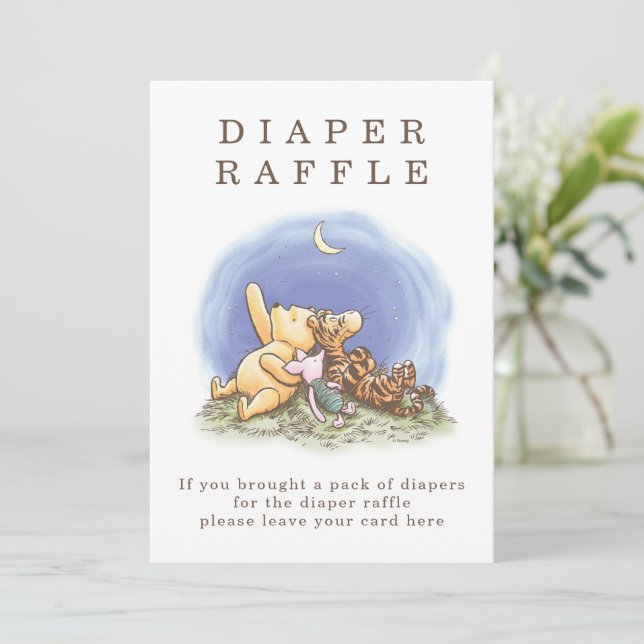 Classic Winnie The Pooh Over the Moon Baby Shower  Invitation (Standing Front)