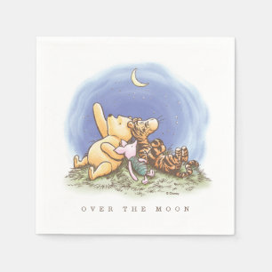 Classic Winnie The Pooh Over the Moon Baby Shower Napkin