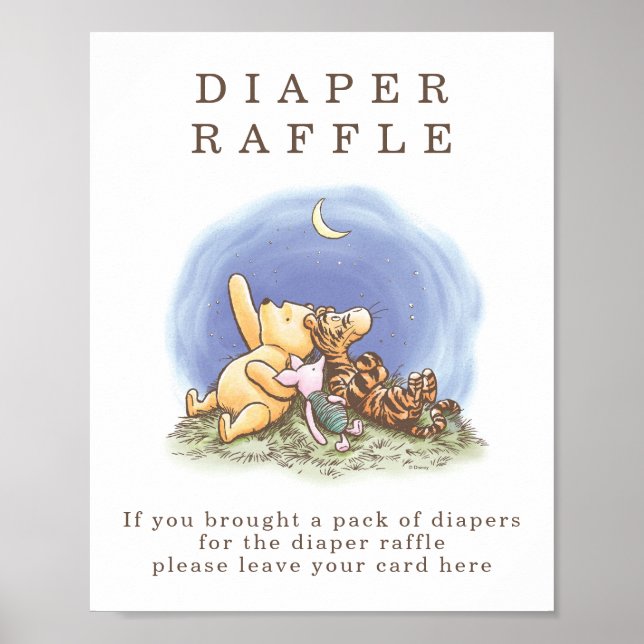 Classic Winnie The Pooh Over the Moon Baby Shower  Poster (Front)