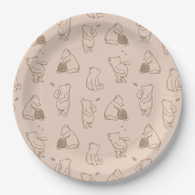 Classic Winnie the Pooh Pattern Paper Plate (Front)