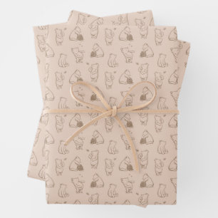 Classic Winnie the Pooh Pattern Wrapping Paper Sheet