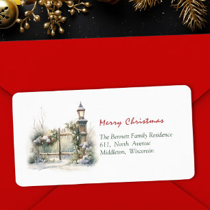Classic Winter Gate Christmas Scene Label