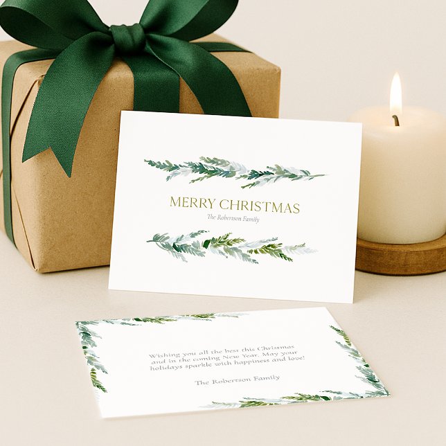 Classic Winter Greenery Christmas  Holiday Card (Creator Uploaded)
