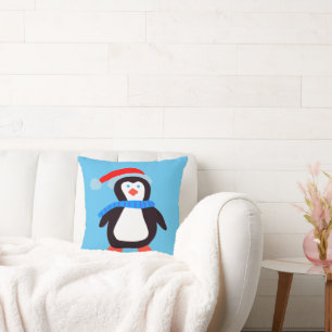 Classic Winter Penguin Throw Pillow