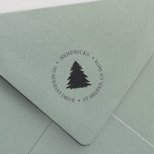 Classic Winter Pine Tree Return Address Self-inking Stamp (Creator Uploaded)