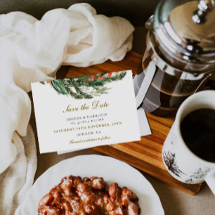 Classic Winter Pine Wedding Save The Date