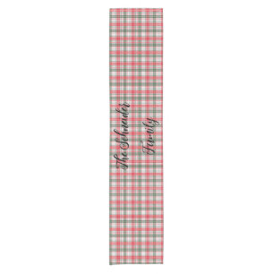 Classic Winter Plaid Tartan Red, Green, White Short Table Runner