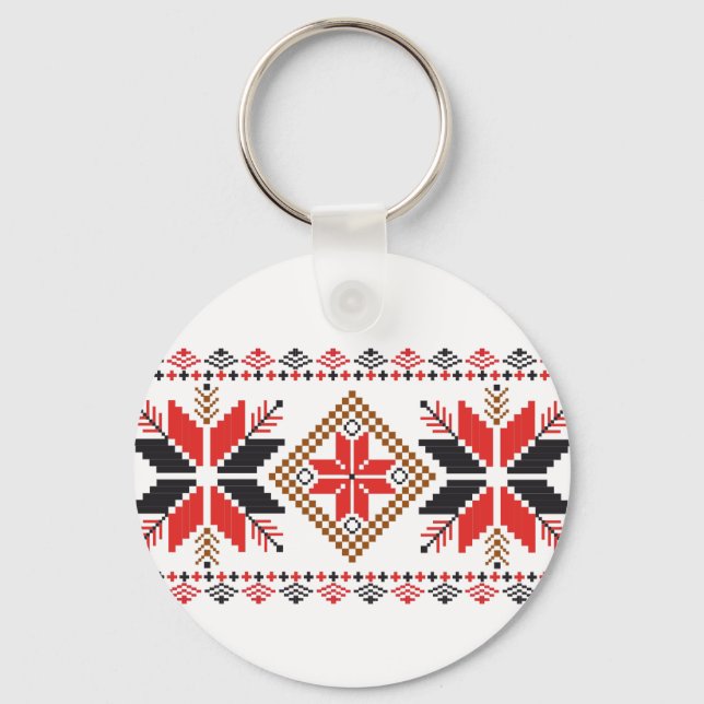 Classic Winter Ugly Christmas Sweater Fair Isle Keychain (Front)