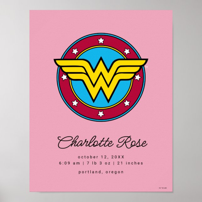 Classic Wonder Woman | New Baby Birth Stats Poster (Front)