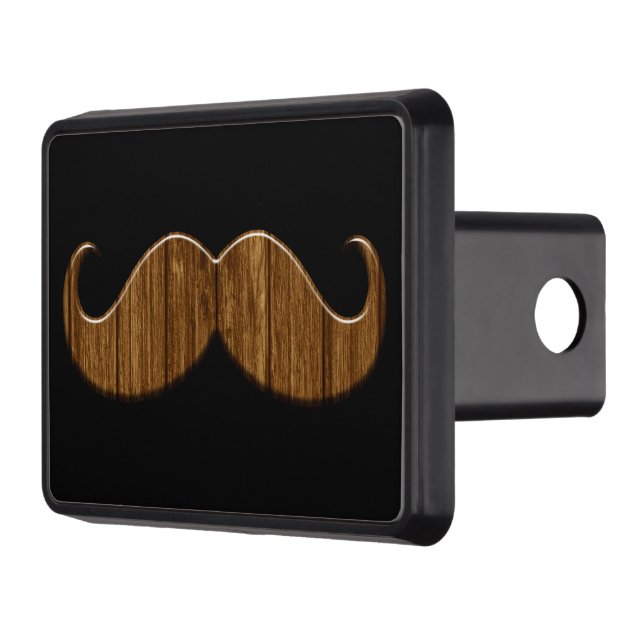 Classic Wood Grain Moustache on Hitch Print Trailer Hitch Cover (Left)