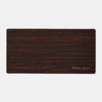 Classic Wood Look Texture with Elegant Script Name Desk Mat