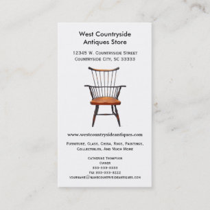 Classic Wood Windsor Chair Furniture Antique Store Business Card