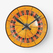 Classic Wooden Roulette Wheel Novelty Clock