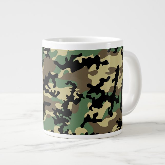 Classic Woodland Camo Glass Jumbo Mug (Front Right)