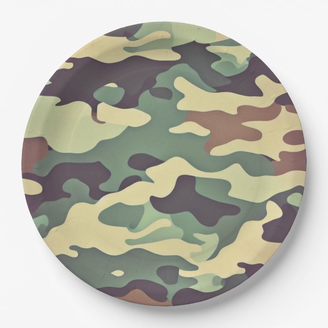 Classic Woodland Camouflage Paper Plate (Front)