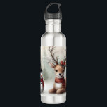 Classic woodland Christmas deer/snowman 710 Ml Water Bottle<br><div class="desc">vintage styled</div>