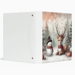 Classic woodland Christmas deer/snowman Binder